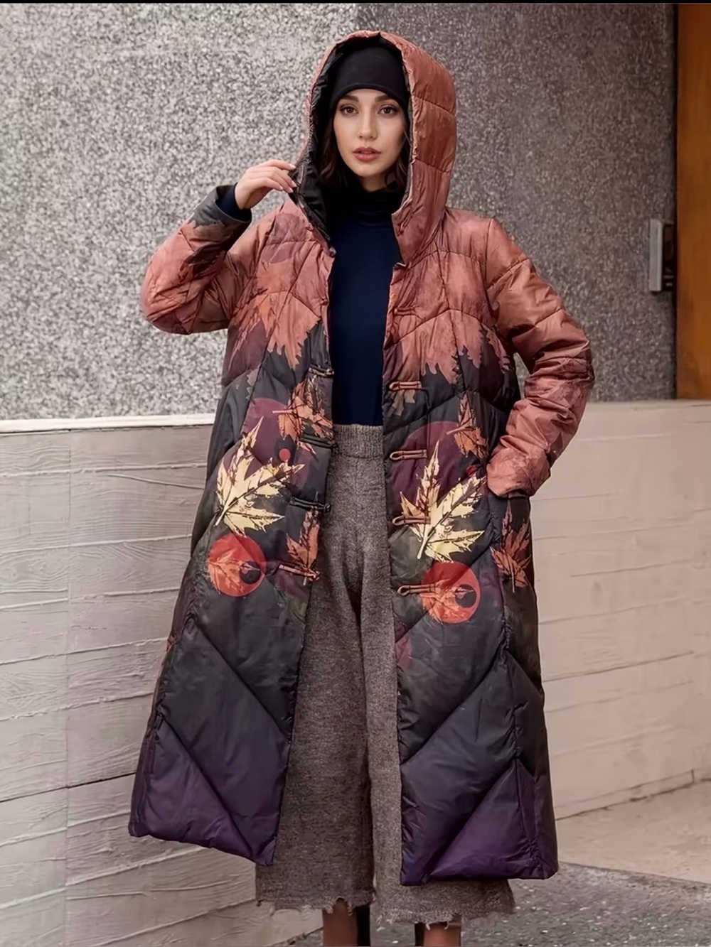 New Duck Down A-Line Long Puffer Coat Large